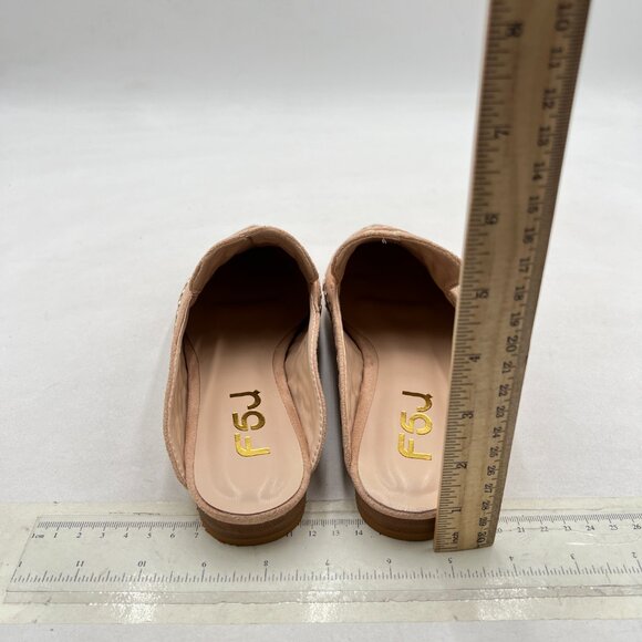 FSJ Nude Pointed Toe Flats Mules Sandals Studded Backless Slip On Loafer - Picture 4 of 7